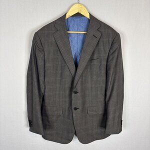 Astor & Black Ermenegildo Zegna Cool Effect Wool Blazer Gray Blue Plaid  Men 42R